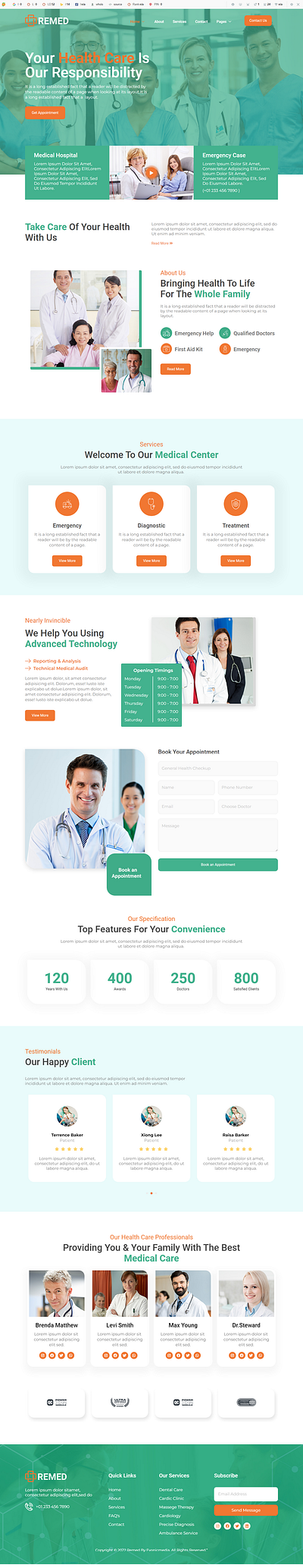 Remed - Medical Clinic Elementor Template Kit appointment branding checkup design design idea graphic design treatment ui ux website