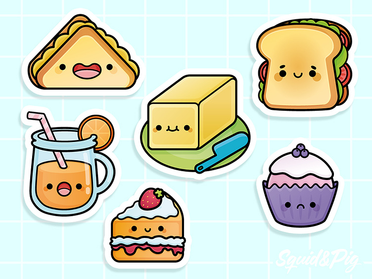 Picnic Pals Theme - Super-Cute Kawaii Sticker Book by Squid&Pig on Dribbble