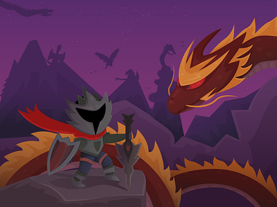 Dragon's Realm 2d character dragon fantasy illustration mountain vector