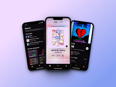 Riff - web3 social music app app dark mode design feed follow ios mobile mobile app mobile app design mobile design motion graphics music search social social media song tiktok ui uxui mobile design