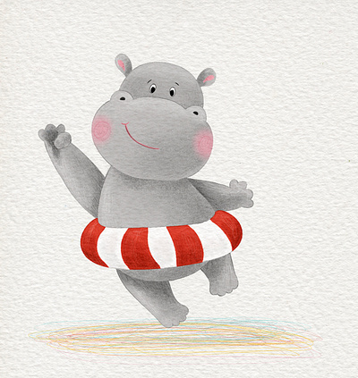 Happy hippo kid lit illustration