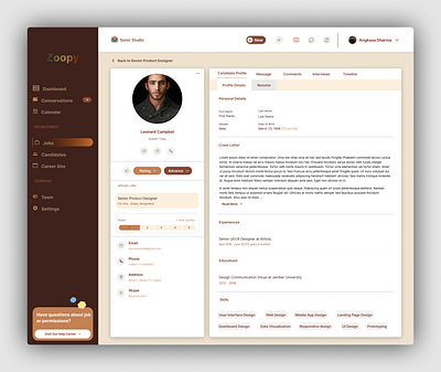Recruiting Software - Candidate Details Page design figma ui user interface ux