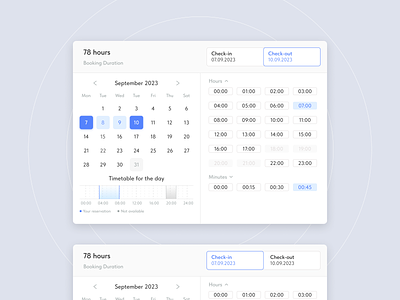 Date booking widget / UI booking calendar cards clean components design system figma form interface minimal modal overlay product time picker timing ui user unterface ux web widget