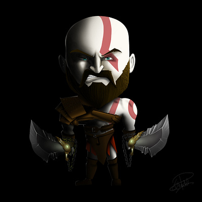 Kratos The god of war art digital painting game illustration kratos