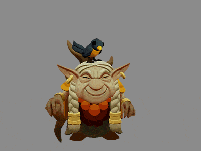 Huldra and her birdie 3d animation low poly