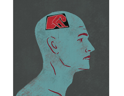 Man in a cage 2dillustration design digital graphic head illustration man mental health painting psychology