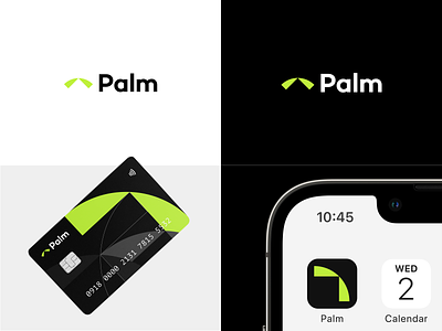 Palm app icon arrow bank branding design finance fintech green icon leaf logo minimal neobank palm simple tree