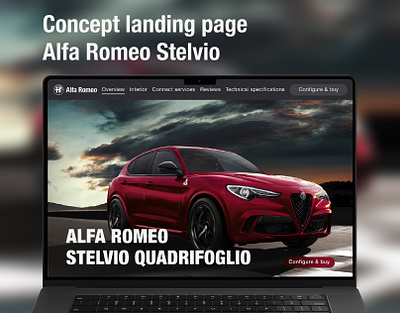 Concept landing page Alfa Romeo Stelvio auto cars design figma landing landing page landing page design ui ux web page webpage website design