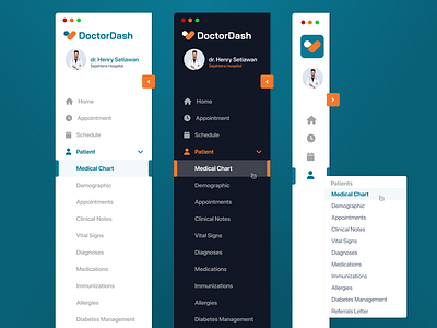 Sidebar Navigation Menu - Web Dashboard app dashboard design interface maximize menu medical menu minimal minimize menu nav navigation product design ui ux web dashboard website