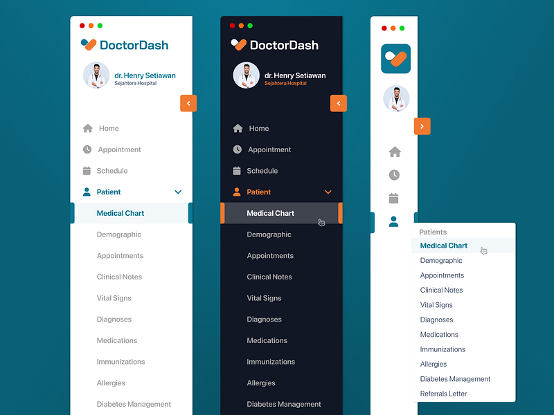 Sidebar Navigation Menu - Web Dashboard app dashboard design interface maximize menu medical menu minimal minimize menu nav navigation product design ui ux web dashboard website