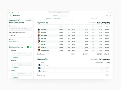 Profit-Sharing Plan (SaaS Web App) admin ai allocation dashboard employee enterprise equity finance investor minimal money plan product design profit share saas software ux ux design vc web app