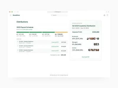Profit-Sharing Plan Distributions admin ai allocation capital dashboard enterprise equity finance investor minimal money planning product design profit sharing saas software ui design ux vc web app
