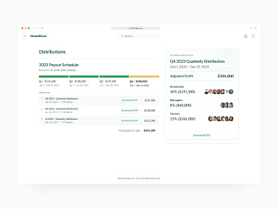 Profit-Sharing Plan Distributions admin ai allocation capital dashboard enterprise equity finance investor minimal money planning product design profit sharing saas software ui design ux vc web app