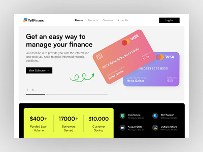 Financial Services Hero Section banking card cashflow credit card financial hero section home page investment landing page minim minimalist money ui uiux