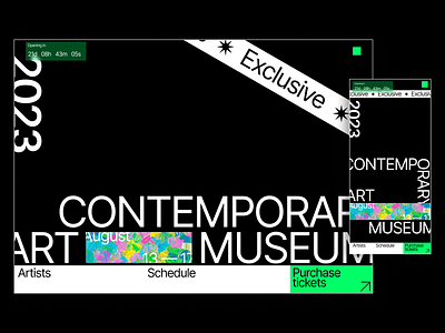 Museum - Website Concept contemporary dark design event green landing page minimal mobile museum responsive typography ui web design website