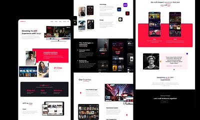 OTT Landing Concept app black design illustration movie ott singlepage typography ui ux vector webpage website