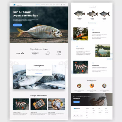 Fish farm web design branding company profile design fish graphic design illustration landing page ui ux web