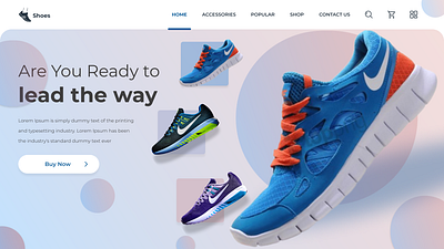 Landing page for Shoes 2020 trend app branding card clean curved design flat flatdesign graphic design illustration logo minimalist mobile mobile ui motion graphics shoe ui ui ux vector