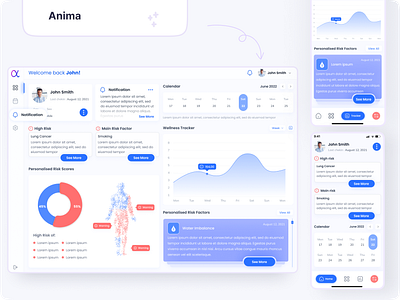 Anima Dashboard (web app) admin anima dashboard (web app) branding dashboard design health tracking light medical ui web app