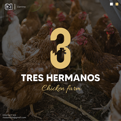 Tres Hermanos Logo 3 brand brand design brand identity branding chicken design farm graphic design logo minimalist logo modern logo three typography