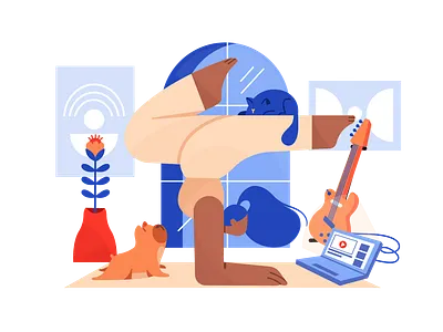 Yoga at home & at work art colorful design flatdesign illustration vector