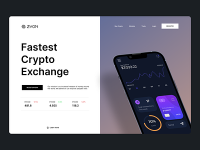 Zyon - Crypto Exchange Concept app branding design ui ux web