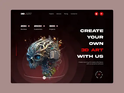3D ART - Landing Page Design 3d 3d art 3d illustration 3d models design illustration landing page landing page design ui design web web design website design
