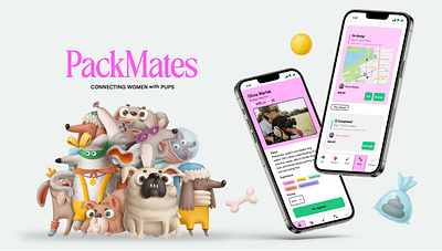 PackMates: connecting women with pups design graphic design ui