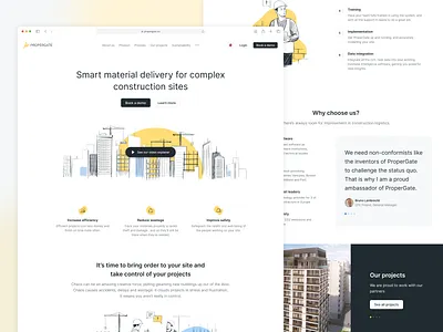 Propergate.co - Home page construction site header home page illustration web design website