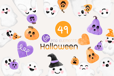 Set Halloween ghost and pumpkin so cute 3d animation app branding design ghost graphic design halloween illustration logo motion graphics pumpkin ui ux vector