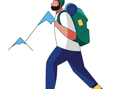 Hiking 2 2d hiker hiking illustration man vector