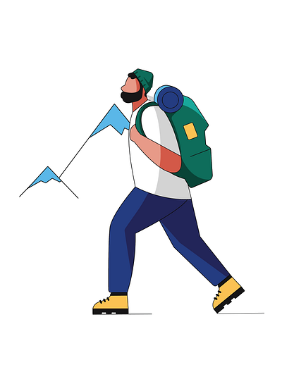 Hiking 2 2d hiker hiking illustration man vector