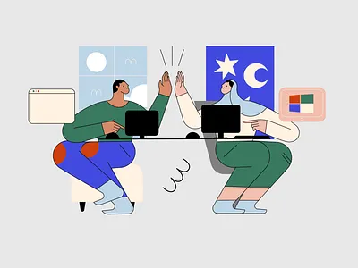 Online collaboration 2 art colorful design flatdesign illustration vector