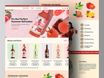 Miss - Spirits Drinks Landing Page Website brand branding clean design drinks flat graphic design home page landing page minimal mockup retro spirits vintage wine