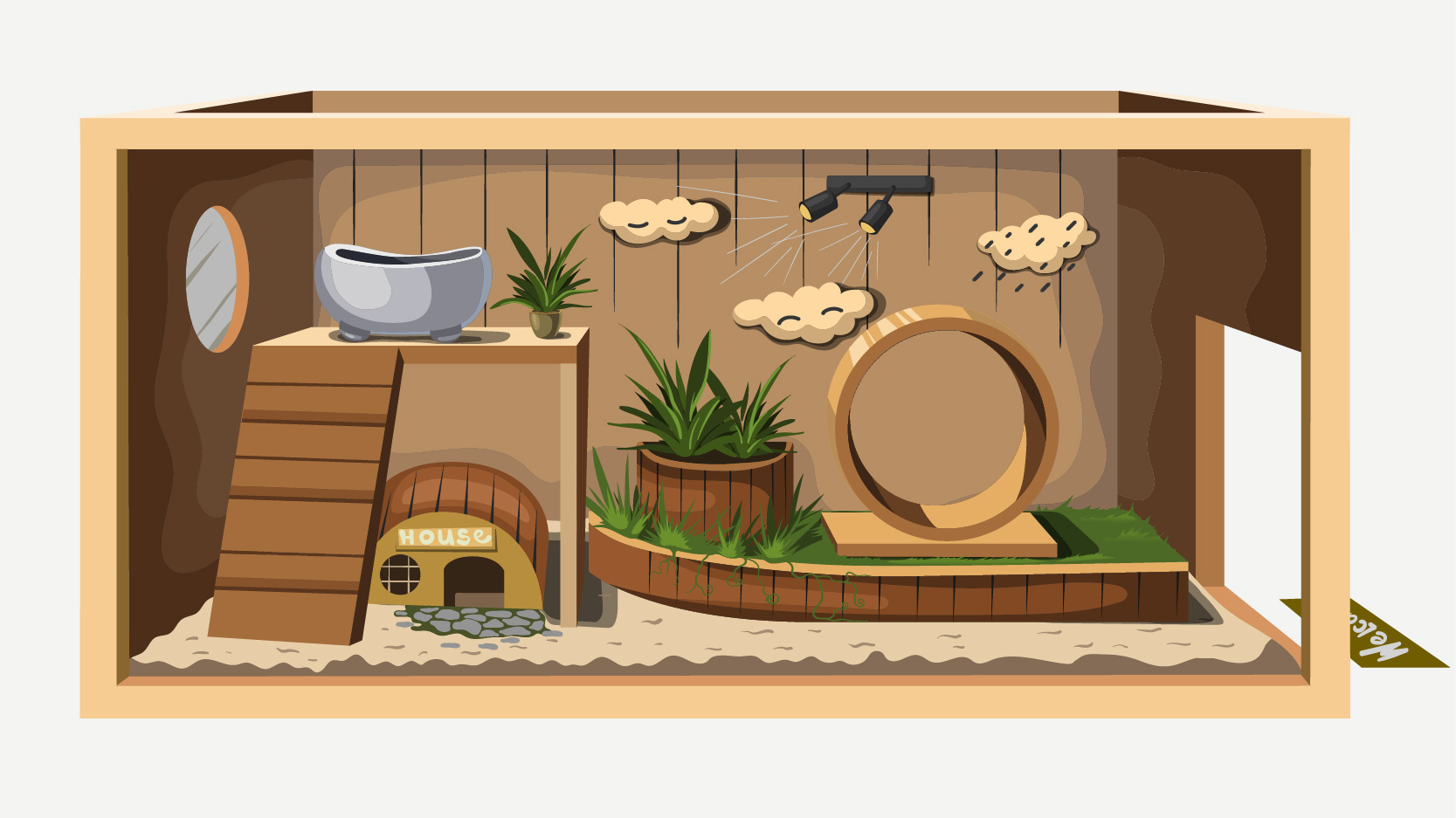 Hamster cage animals background cage creaza design hamster house illustration inside vector