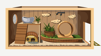 Hamster cage animals background cage creaza design hamster house illustration inside vector