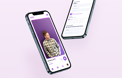 CliCk Social - UI/UX Visuals app branding couples dating dating app design heart love matching mobile mobile app mobile design pink purple ui ux