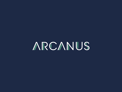 Arcanus blue branding green linework logotype