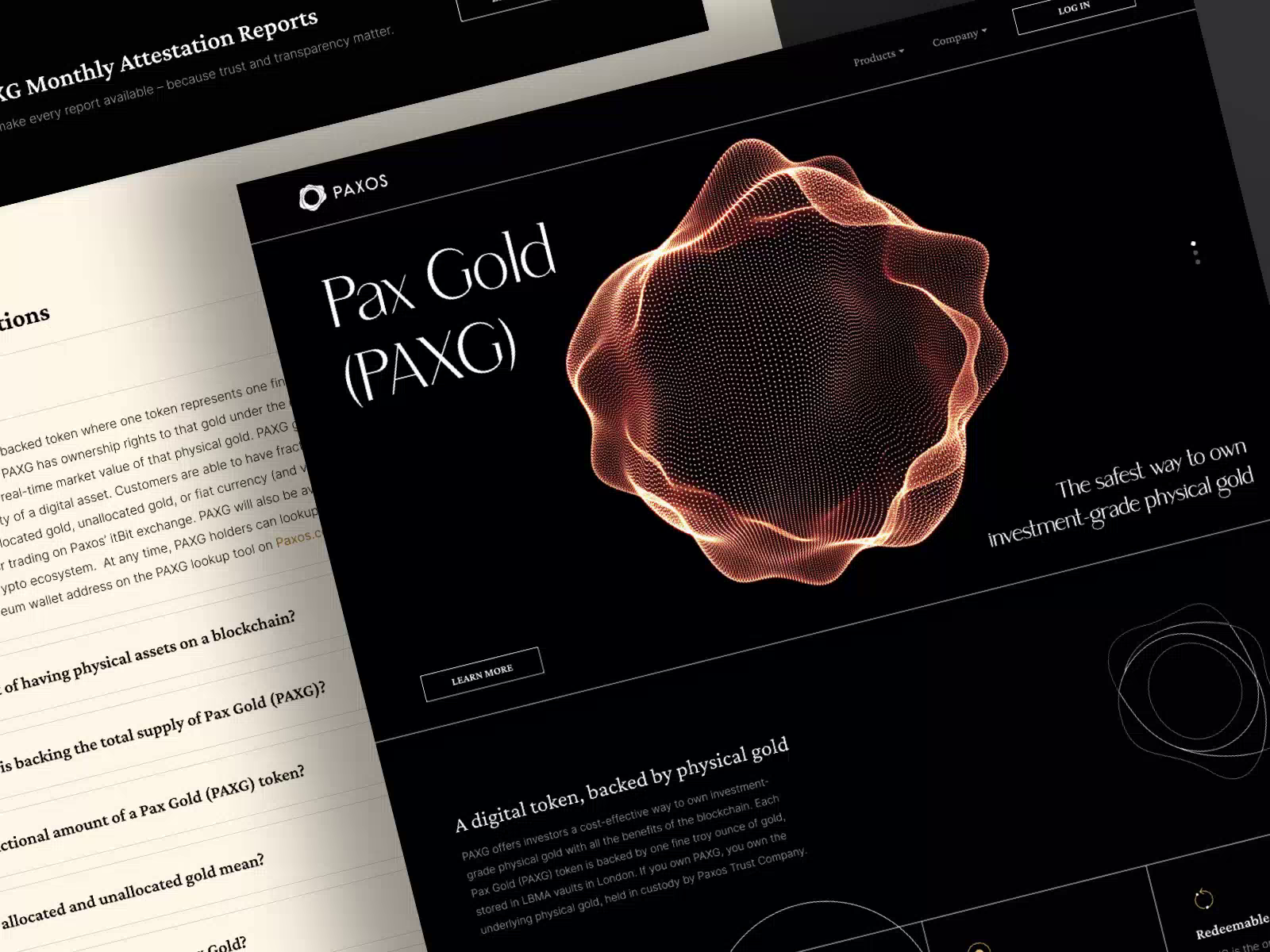 Paxos Pax Gold PAXG Coin Web Site UI by Paulina Michorczyk on Dribbble