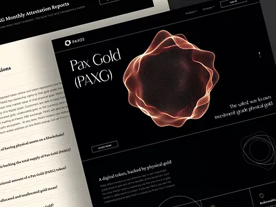 Paxos Pax Gold PAXG Coin Web Site UI blockchain coin cryptocurrency design logo paxos stablecoin ui ux website websitedesign