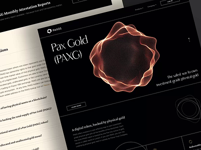 Paxos Pax Gold PAXG Coin Web Site UI blockchain coin cryptocurrency design logo paxos stablecoin ui ux website websitedesign