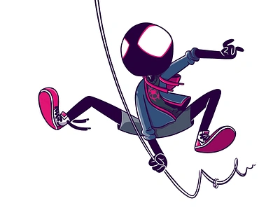 Spider-Man Miles Morales (WIP) blake stevenson cartoon character design comics cute design illustration jetpacks and rollerskates logo marvel movie retro spider man spiderman ui