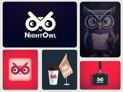 Night Owl logo branding abstract brand identity branding creative logo design gradient logo graphic design icon iconic illustration logo night night owl owl