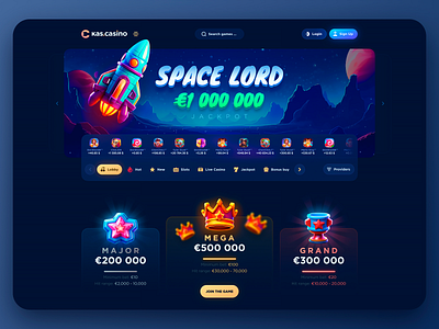 Jackpot - Casino Design bet betting casino casino design crash crypto casino gambling game game icon game ui illustration jackpot live casino nft rocket slots space ui ux web design