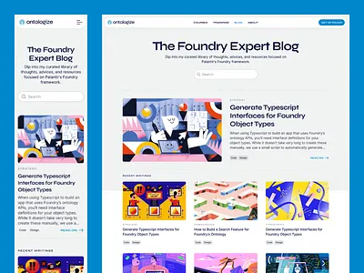 Ontologize website blog blog courses design gradients homepage landing page lessons line illustrations mentor noise effect personal brand branding trainings tutorials ui ux web webpage website website design