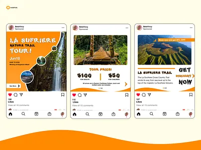 Instagram Posts for the Tour Agency. graphic design instagram instagram posts ui design volcano tours