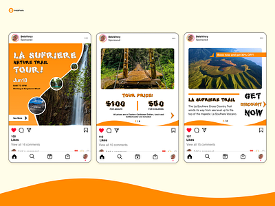 Instagram Posts for the Tour Agency. graphic design instagram instagram posts ui design volcano tours