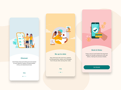 Onboarding screens branding design fi figma illustration logo mobilescreen ui