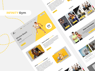 Gym Website 3d design graphic design gym gym website onlinegym ui ux yellow