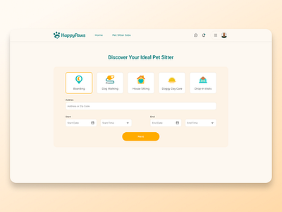Pet Sitting Home screen design figma graphic design illustration ui